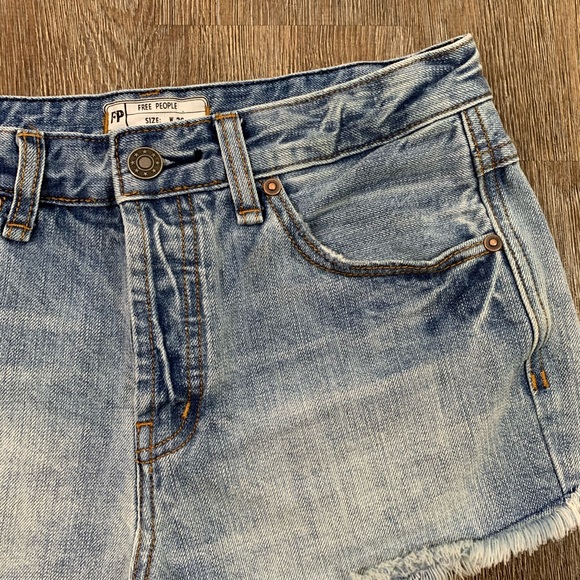 Free People Button Fly Denim Shorts - Picture 3 of 5